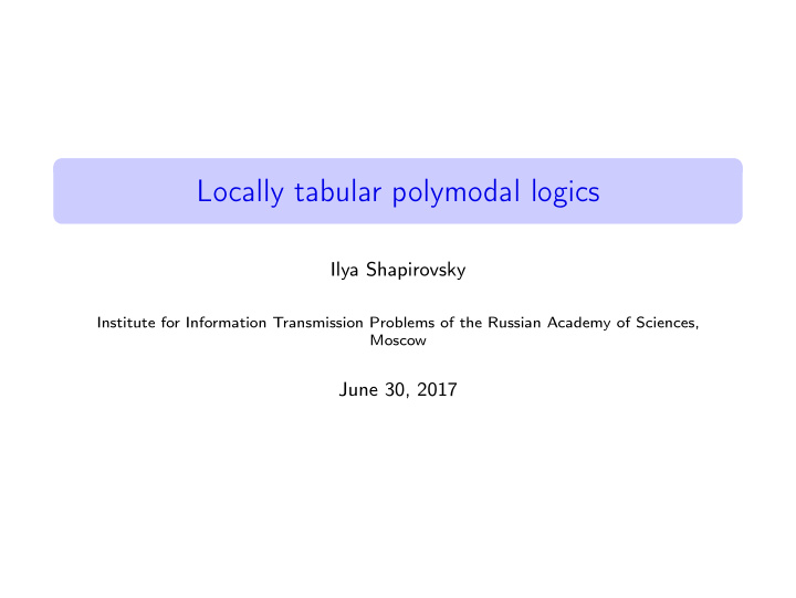 locally tabular polymodal logics