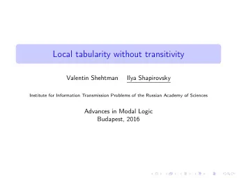 Local tabularity without transitivity  Valentin Shehtman  Ilya Shapirovsky  Institute for