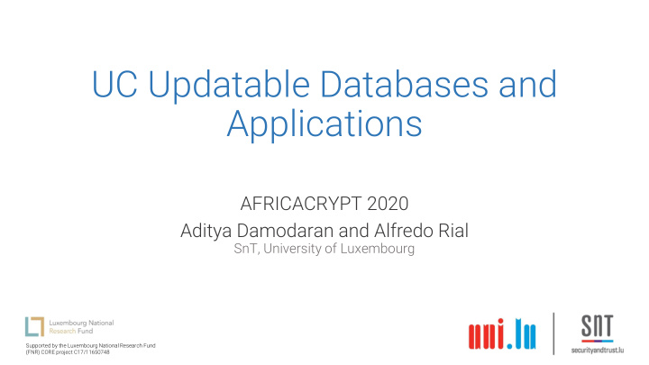 uc updatable databases and applications