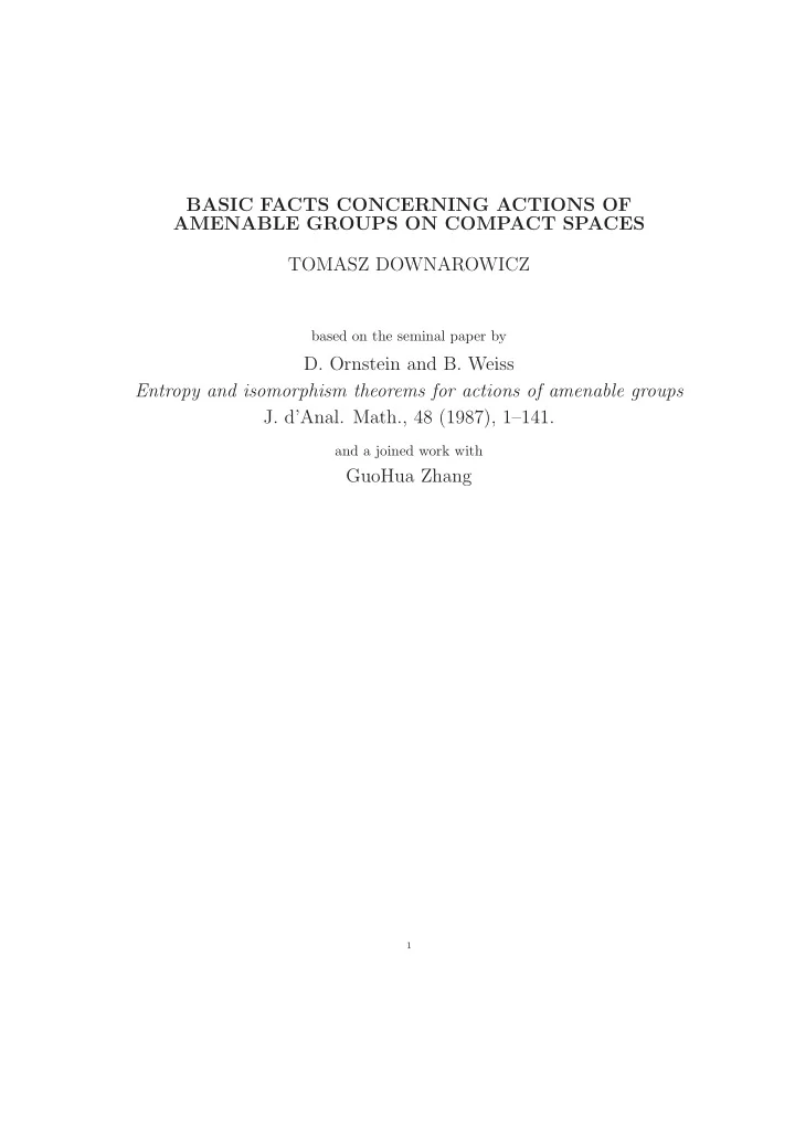 basic facts concerning actions of amenable groups on