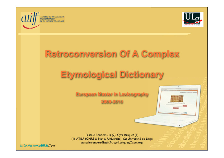 retroconversion of a complex etymological dictionary