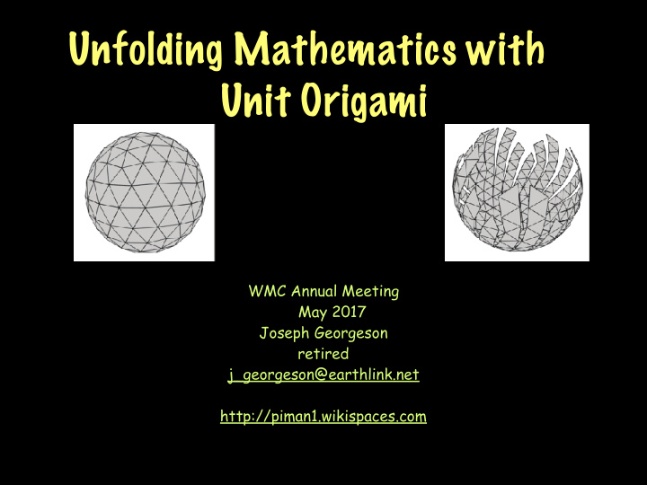 unfolding mathematics with unit origami