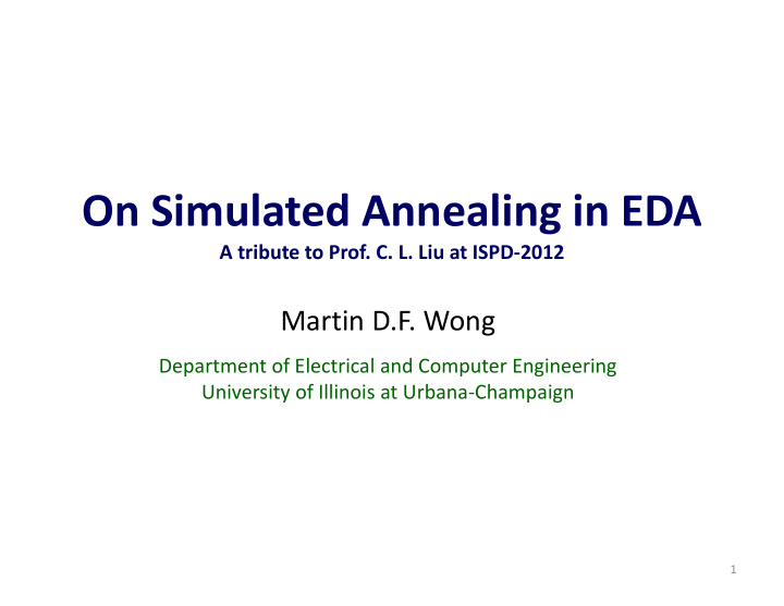 on simulated annealing in eda