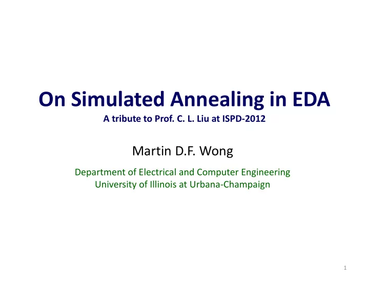 on simulated annealing in eda