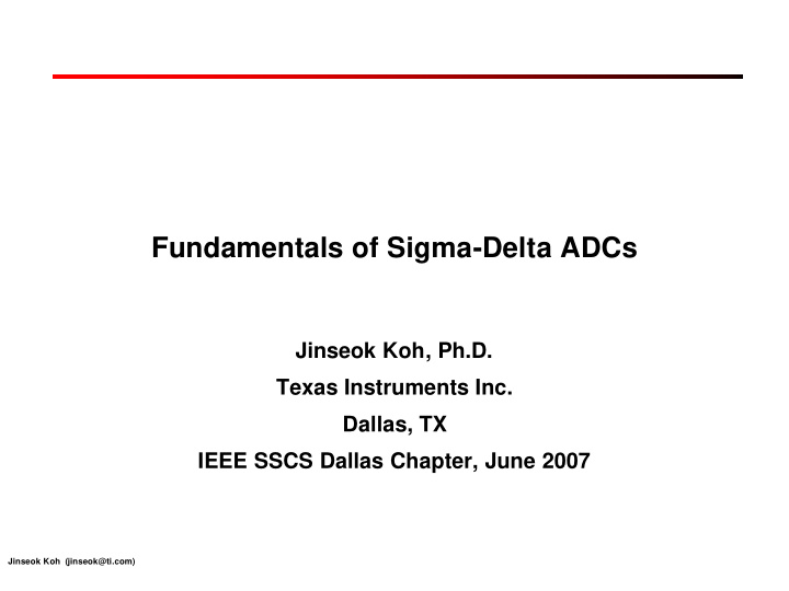 fundamentals of sigma delta adcs