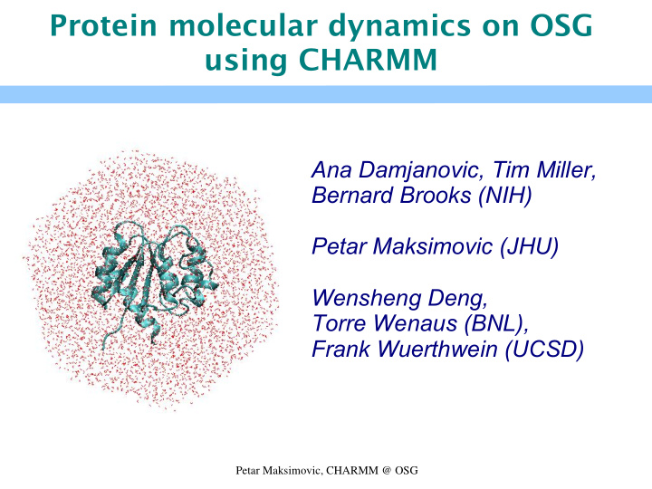 protein molecular dynamics on osg using charmm