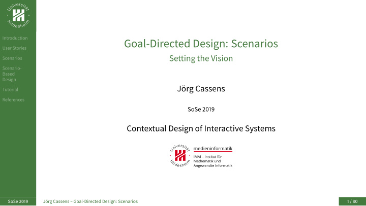 goal directed design scenarios