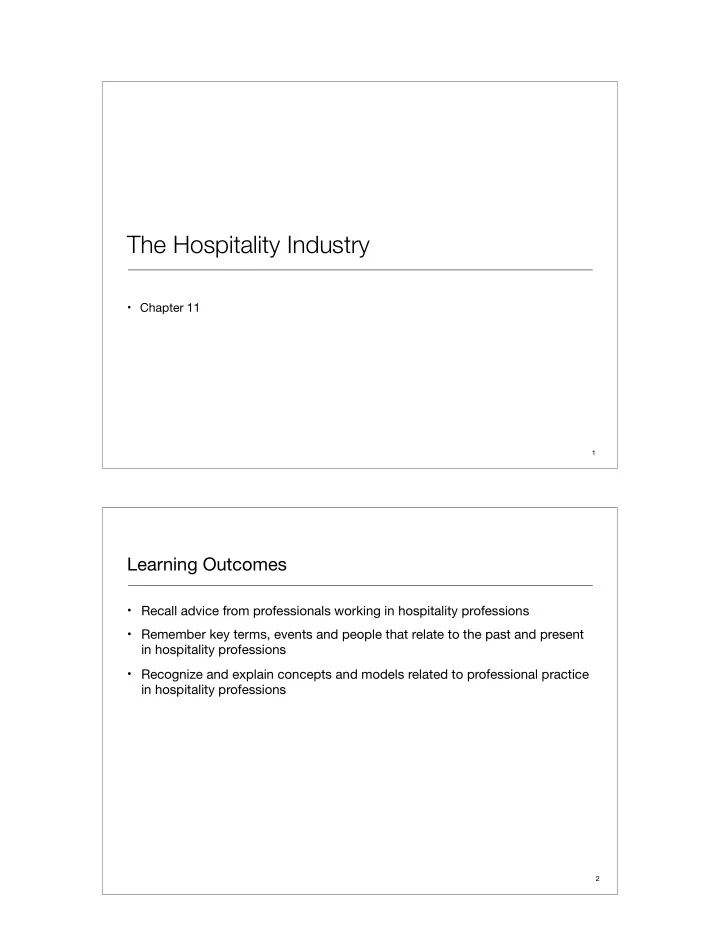 the hospitality industry