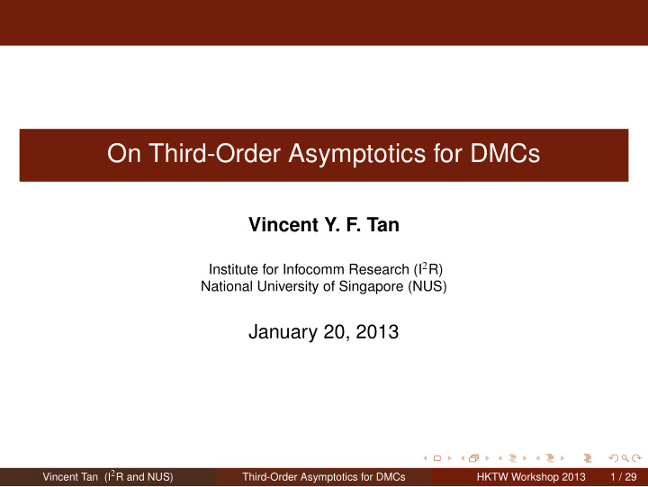 on third order asymptotics for dmcs
