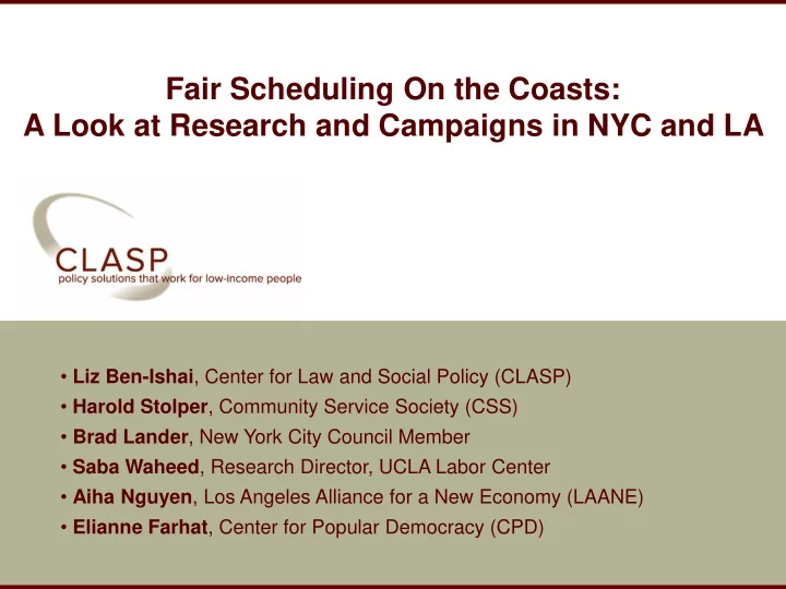 fair scheduling on the coasts a look at research and