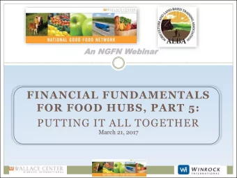 FINANCIAL FUNDAMENTALS  FOR FOOD HUBS, PART 5:  PUTTING IT ALL TOGETHER  March 21, 2017