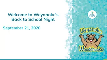 Welcome to Weyanokes  Back to School Night  September 21, 2020  Sample Title  Sample Subtitle