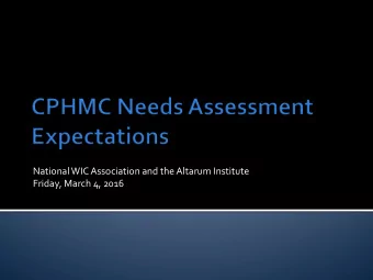 National  WIC  Association  and  the  Altarum  Institute    Friday,  March