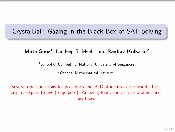 crystalball gazing in the black box of sat solving