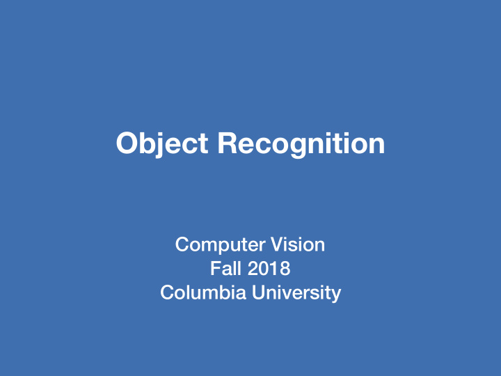 object recognition