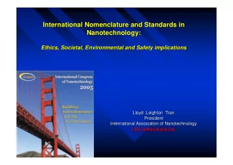 International Nomenclature and Standards in  International Nomenclature and Standards in