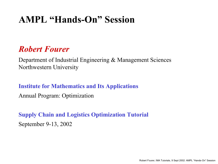 ampl hands on session