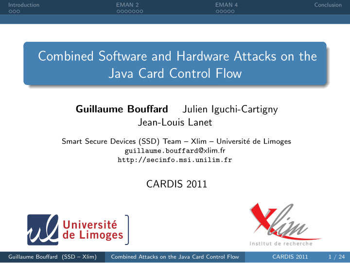 combined software and hardware attacks on the java card