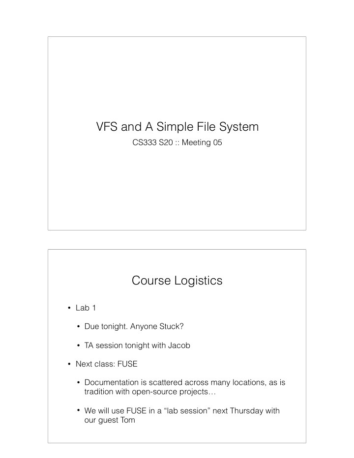 vfs and a simple file system