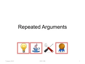 Repeated Arguments  7 January 2019  OSU CSE  1  Sources of Aliasing   Aliased references for