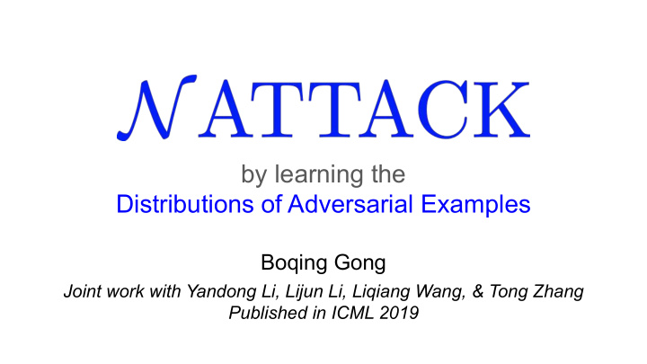 by learning the distributions of adversarial examples