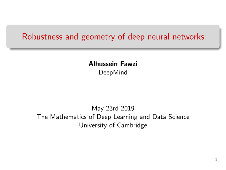 robustness and geometry of deep neural networks