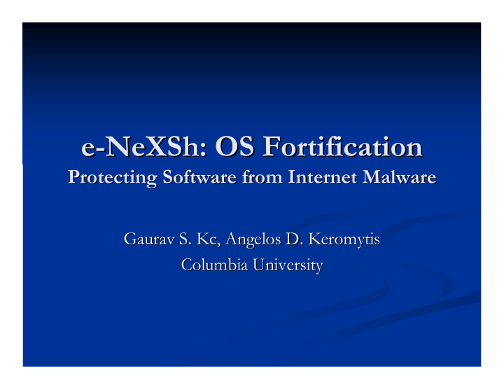 e nexsh os fortification nexsh os fortification e