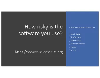 How risky is the  Cyber Independent Testing Lab  software you use? { Sarah Zatko  , Tim Carstens  ,