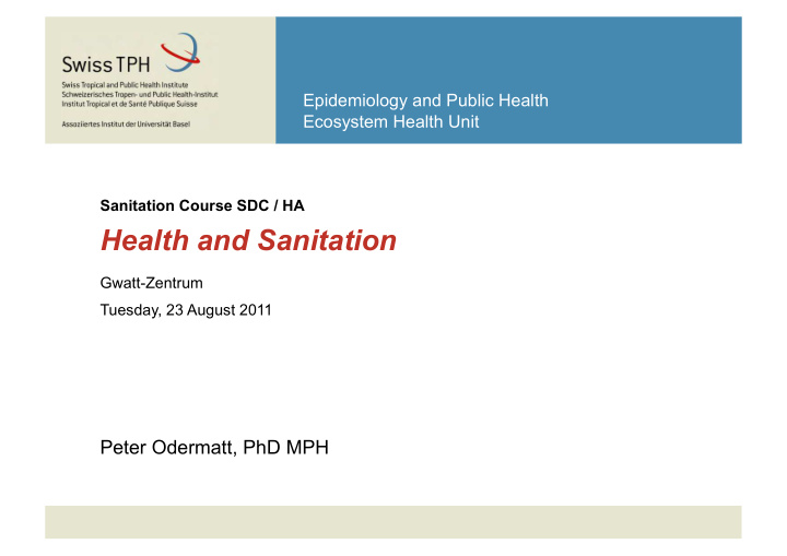 health and sanitation