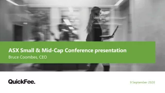 ASX Small &amp; Mid-Cap Conference presentation  Bruce Coombes, CEO  9 September 2020  Introduction