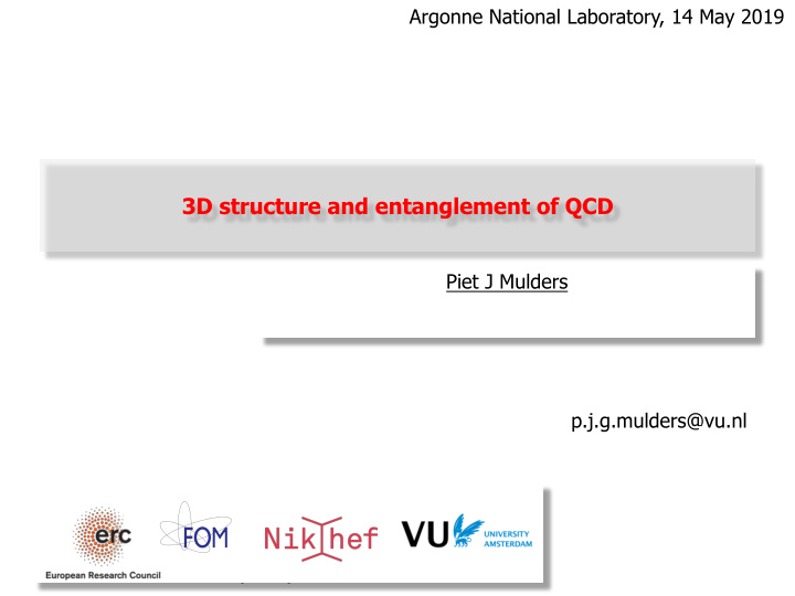 3d structure and entanglement of qcd