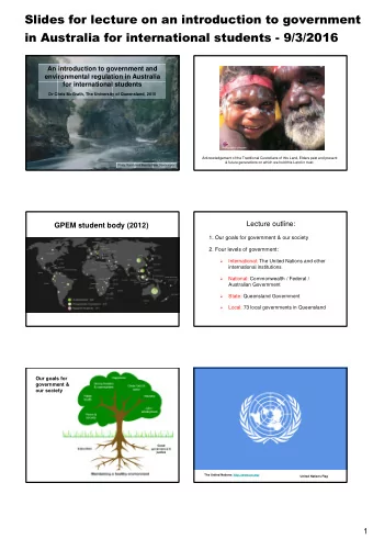 Slides for lecture on an introduction to government  in Australia for international students -