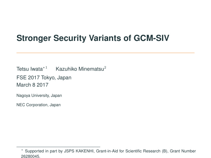 stronger security variants of gcm siv