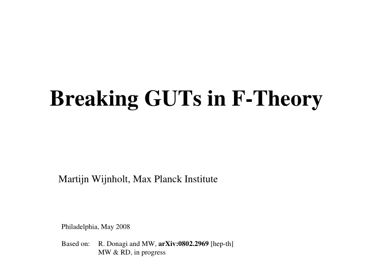 breaking guts in f theory