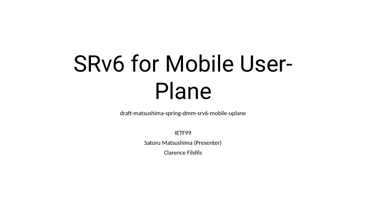srv6 for mobile user plane