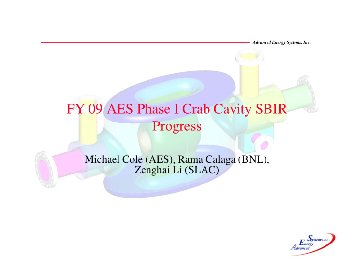 fy 09 aes phase i crab cavity sbir progress