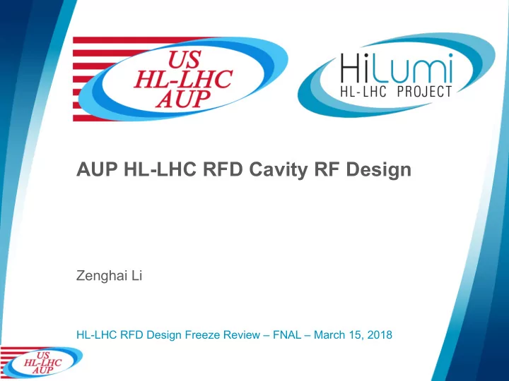 aup hl lhc rfd cavity rf design