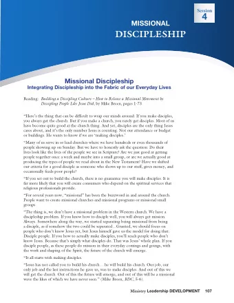 4  MISSIONAL  DISCIPLESHIP  Missional Discipleship  Integrating Discipleship into the Fabric of our