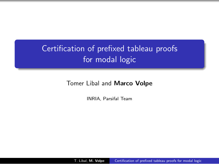 certification of prefixed tableau proofs for modal logic