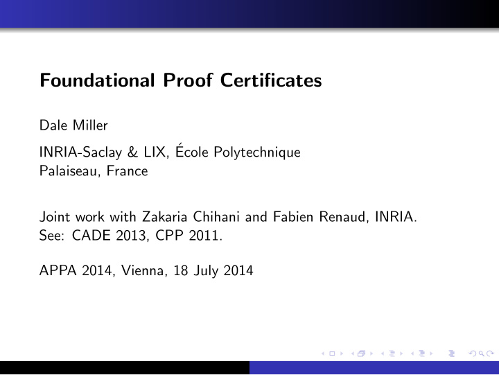 foundational proof certificates