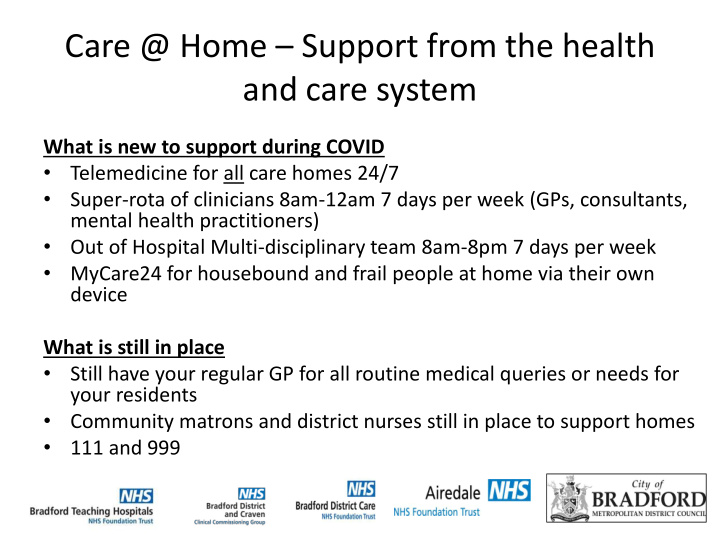 care home support from the health