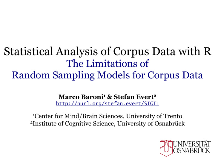 statistical analysis of corpus data with r
