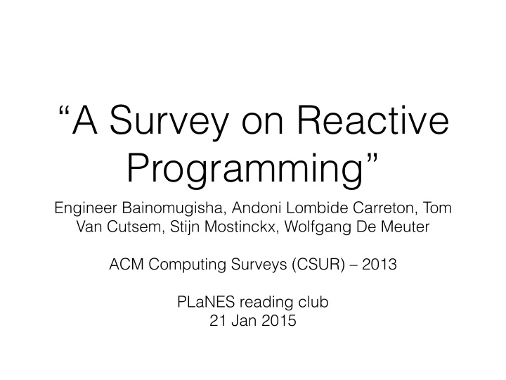 a survey on reactive programming