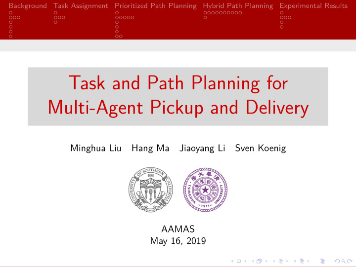 task and path planning for multi agent pickup and delivery