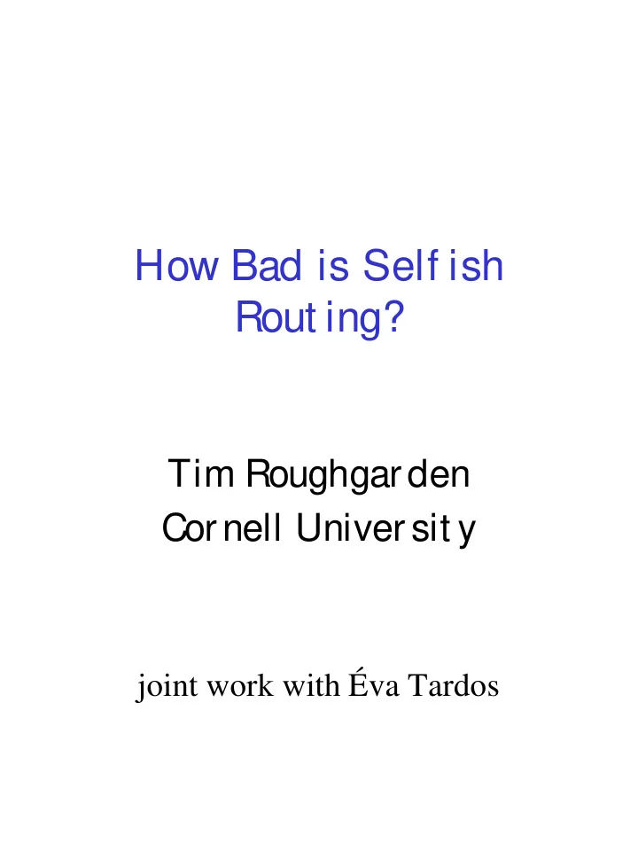 how bad is self ish rout ing