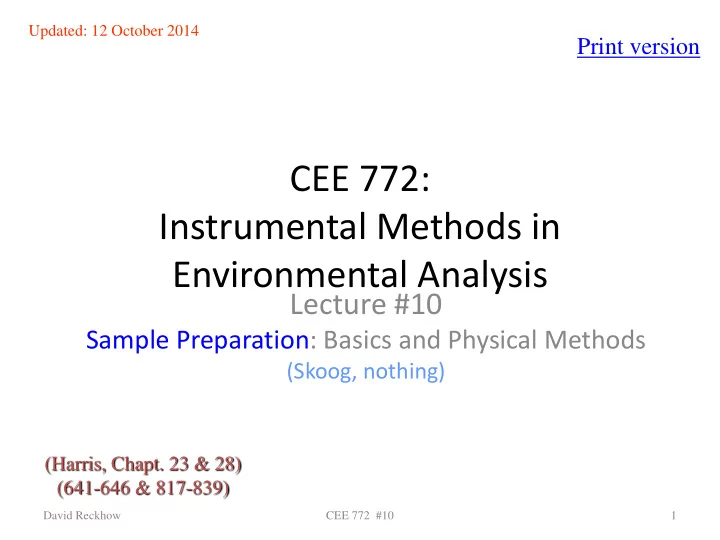 cee 772 instrumental methods in environmental analysis