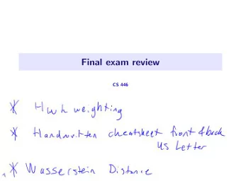 Final exam review  CS 446  Selected lecture slides  1 / 61  Hoeffdings inequality Theorem