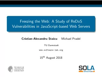 Freezing the Web: A Study of ReDoS  Vulnerabilities in JavaScript-based Web Servers