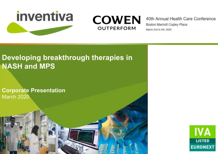 developing breakthrough therapies in nash and mps