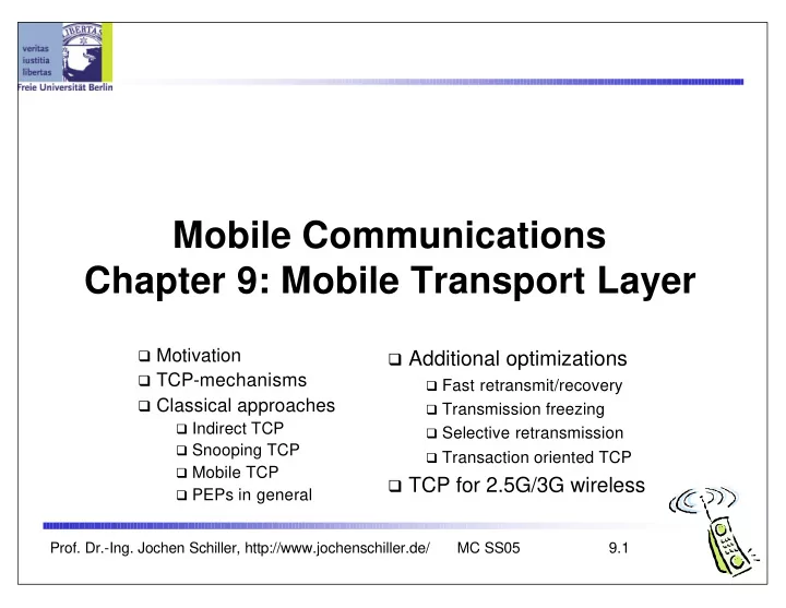 mobile communications chapter 9 mobile transport layer